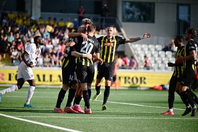 GÖTEBORG, SWEDEN 20250717 Häckens Simon Gustafson scores 1-0 during Thursdays Europa League qualifier between BK Häcken and Spartak Trnava at Bravida Arena GÖTEBORG SWEDEN x9200x  Copyright: xHannaxBrunlöf TTx EUROPA LEAGUE KVAL HÄCKEN - SPARTAK TRNAVA
