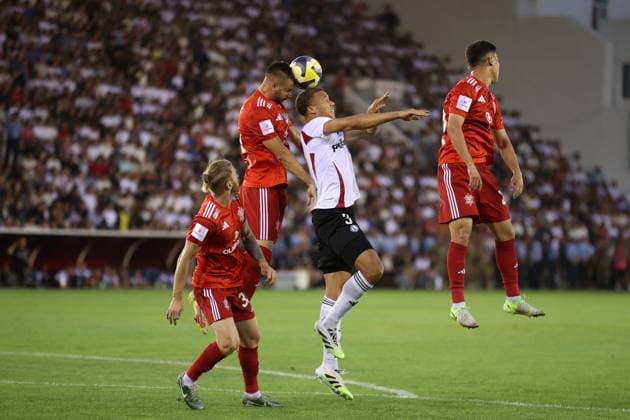 Fußball, EL-Quali, FC Aqtöbe - Legia Warschau AKTOBE 17.07.2025 REWANZOWY MECZ I RUNDA ELIMINACYJNA LIGA EUROPY SEZON 2025 26: FK AKTOBE - LEGIA WARSZAWA --- UEFA EUROPA LEAGUE FIRST QUALIFYING ROUND SECOND MATCH: FC AKTOBE - LEGIA WARSAW NIKITA KORZUN NEMANJA ANDJELKOVIC STEVE KAPUADI DANIJAR USIENOW FOT. PIOTR KUCZA FOTOPYK NEWSPIX.PL --- newspix.pl POLAND OUT! 