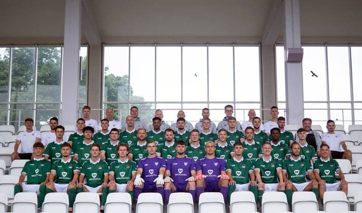 1 FC Schweinfurt 05, 3 Liga, portrait date 2025 2026, team photo 1 FC Schweinfurt 05, 3 Liga, portrait date 2025 2026, team photo, top row from left video analyst Philipp Hilmer 1 FC Schweinfurt 05 , goalkeeper coach Norbert Kleider 1 FC Schweinfurt 05 , Team doctor Dr. Matthias Blanke 1 FC Schweinfurt 05 , Team doctor Dr. Simon Herwerth 1 FC Schweinfurt 05 , Team coach Sandra Kühlinger 1 FC Schweinfurt 05 , Physiotherapist Anton Bauer 1 FC Schweinfurt 05 , Physiotherapist Dominic Schlott 1 FC Schweinfurt 05 , Co-coach Michael Gehret 1 FC Schweinfurt 05 , video analyst Leo Dietz 1 FC Schweinfurt 05 third row from left Co-coach Gregor Opfermann 1 FC Schweinfurt 05 , coach Victor Kleinhenz 1 FC Schweinfurt 05 , Nick Doktorczyk 1 FC Schweinfurt 05 , Nils Piwernetz 1 FC Schweinfurt 05 , Thomas Meißner 1 FC Schweinfurt 05 , Michael Dellinger 1 FC Schweinfurt 05 , Lucas Zeller 1 FC Schweinfurt 05 , Kevin Frisorger 1 FC Schweinfurt 05 , Jakob Tranziska 1 FC Schweinfurt 05 , Erik Shuranov 1 FC Schweinfurt 05 , Luka Trslic 1 FC Schweinfurt 05 , Managing Director and Chairman of the Board Markus Wolf 1 FC Schweinfurt 05 , Senior Assistant to the Managing Director Sports Marcel Kühlinger 1 FC Schweinfurt 05 second row from left , Fabio Luque Notaro 1 FC Schweinfurt 05 , Luka Kalandia 1 FC Schweinfurt 05 , Kevin Fery 1 FC Schweinfurt 05 , Johannes Geis 1 FC Schweinfurt