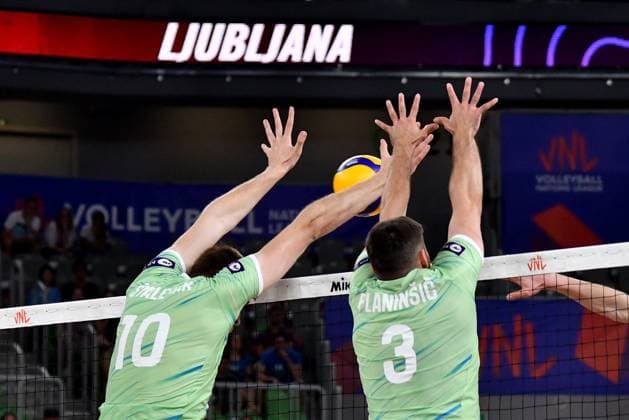 Ljubljana, Slovenia, 17th July 2024: Saso Stalekar of Slovenia in action during the IVNL Volleyball Nations League, Week 3 match, between Netherlands and Slovenia at Arena Stozice, Ljubljana, Slovenia. (Natasa Kupljenik SPP) Copyright: xNatasaxKupljenikx xSPPx SPP_1018243
