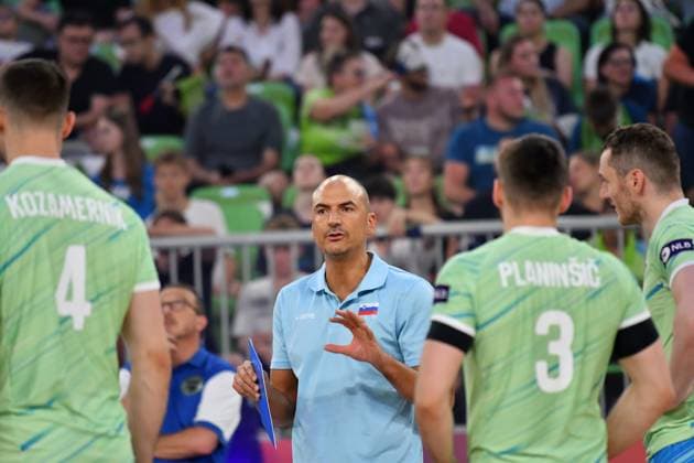 Ljubljana, Slovenia, 17th July 2024: Fabio Soli head coach of Slovenia in action during the IVNL Volleyball Nations League, Week 3 match, between Netherlands and Slovenia at Arena Stozice, Ljubljana, Slovenia. (Natasa Kupljenik SPP) Copyright: xNatasaxKupljenikx xSPPx SPP_1018260