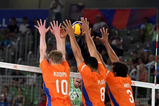 Ljubljana, Slovenia, 17th July 2024: Fabian Plak of Netherlands during the IVNL Volleyball Nations League, Week 3 match, between Netherlands and Slovenia at Arena Stozice, Ljubljana, Slovenia. (Natasa Kupljenik SPP) Copyright: xNatasaxKupljenikx xSPPx SPP_1018253