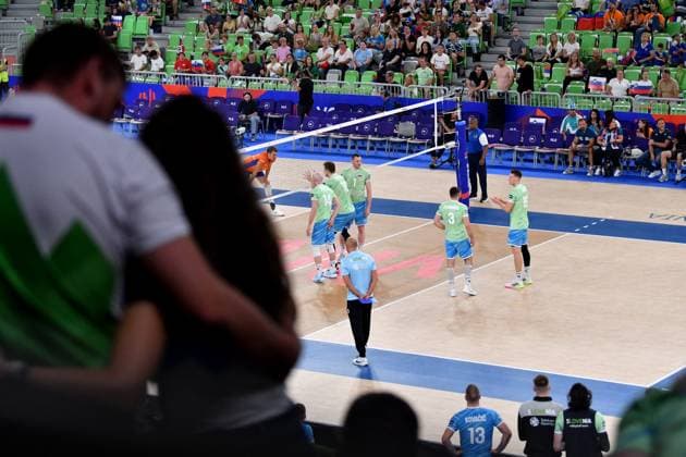 Ljubljana, Slovenia, 17th July 2024: Team Slovenia fans during the IVNL Volleyball Nations League, Week 3 match, between Netherlands and Slovenia at Arena Stozice, Ljubljana, Slovenia. (Natasa Kupljenik SPP) Copyright: xNatasaxKupljenikx xSPPx SPP_1018227