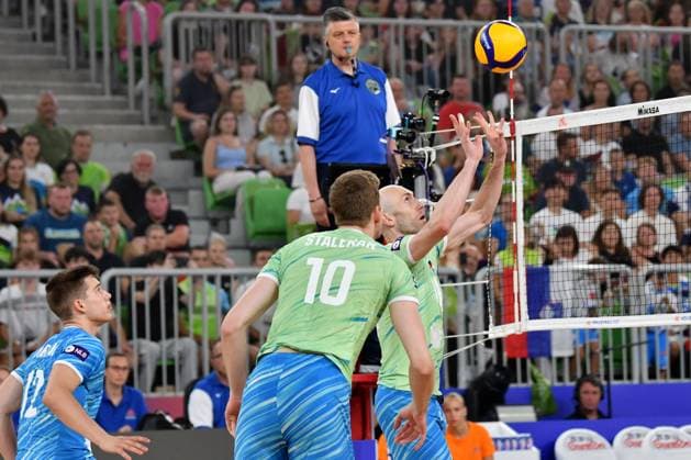Ljubljana, Slovenia, 17th July 2024: Ziga Stern of Slovenia in action during the IVNL Volleyball Nations League, Week 3 match, between Netherlands and Slovenia at Arena Stozice, Ljubljana, Slovenia. (Natasa Kupljenik SPP) Copyright: xNatasaxKupljenikx xSPPx SPP_1018246