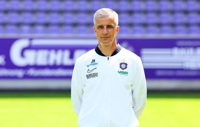 Team presentation Erz Aue 3 Liga Coach Jens Härtel Haertel, FC Erzgebirge Aue 3 Liga, Porträttermin 2025 2026 , Aue, 17 07 2025, Erzgebirgsstadion, Fußball , For editorial use only Only editorial use