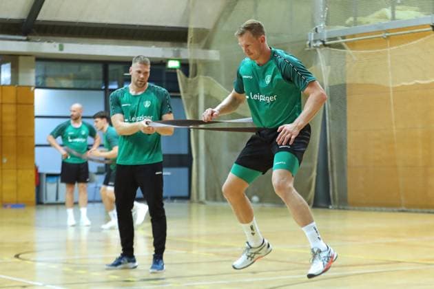 HBL1 Training kick-off of SC DHfK Leipzig, 17 07 25 Adam Lönn 15, SC DHfK Leipzig Handball, DAIKIN HBL, Season 2025 2026, Training kick-off of SC DHfK Leipzig on 17 07 25 in the Quarterback Immobilien Arena Leipzig Kleine Arena Copyright: xBEAUTIFULxSPORTS JanxKaeferx
