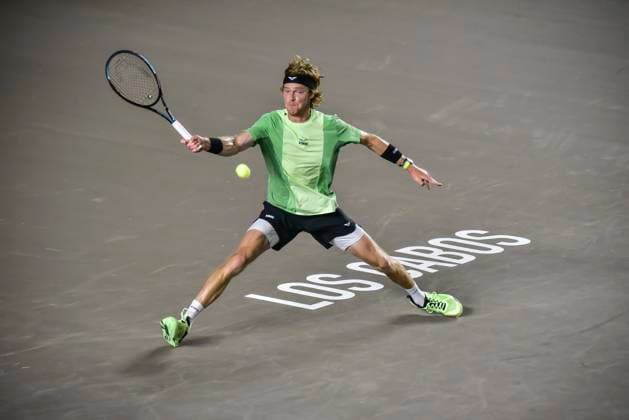 LOS CABOS TENNIS OPEN 2025, LOS CABOS TENNIS OPEN 2025 RUBLEV VS NAVA 17072025 LOS CABOS, BAJA CALIFORNIA, MEXICO Action photo of Andrey Rublev of Russia, during quarter final singles game of Los Cabos Tennis Open 2025 held at the Mextenis Stadium of the Cabo Sports Complex of Los Cabos, Baja California, Mexico Action photo of Andrey Rublev of Russia, during quarter final singles game of Los Cabos Tennis Open 2025 held at the Mextenis Stadium of the Cabo Sports Complex of Los Cabos, Baja California, Mexico PHOTO BY IMAGENSHOP AGENCIA FOTOGRAFICA LOS CABOS BAJA CALIFORNIA MEXICO Copyright: xIMAGENSHOPxAGENCIAxFOTOGRAFICAx