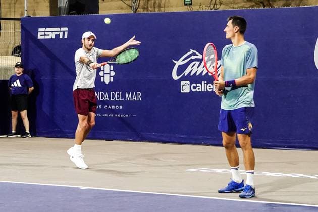 LOS CABOS TENNIS OPEN 2025, LOS CABOS TENNIS OPEN 2025 CHANDRASEKAR STALDER VS TOMIC MONTEMAYOR 17072025 LOS CABOS, BAJA CALIFORNIA, MEXICO Action photo of Bernard Tomic of Australia and Manuel Sanchez Montemayor of Mexico, during quarter final singles game of Los Cabos Tennis Open 2025 held at the Court 1 of the Cabo Sports Complex of Los Cabos, Baja California, Mexico Action photo of Bernard Tomic of Australia and Manuel Sanchez Montemayor of Mexico, during quarter final singles game of Los Cabos Tennis Open 2025 held at the Court 1 of the Cabo Sports Complex of Los Cabos, Baja California, Mexico PHOTO BY IMAGENSHOP AGENCIA FOTOGRAFICA LOS CABOS BAJA CALIFORNIA MEXICO Copyright: xIMAGENSHOPxAGENCIAxFOTOGRAFICAx