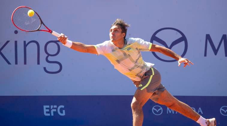 July 18, 2025, Gstaad, Bern, Switzerland: Gstaad Switzerland, 07 18 2025: ROMAN ANDREAS BURRUCHAGA of Argentina is in action during quarter-final of EFG Swiss Open Gstaad ATP, Tennis Herren 250 and took place at Roy Emerson Arena in Gstaad, which is located in the famous ski resort of Gstaad and which is located in the Bernese Oberland. Gstaad Switzerland - ZUMAd206 20250718_zip_d206_010 Copyright: xEricxDubostx