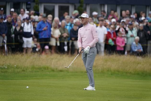 The 153rd Open Championship 2025 Justin Thomas In action on the 1st hole the 2nd day TheÊ153rd Open Championship, Royal Portrush Golf Club (Dunluce Links) in Portrush, County Antrim, Northern Ireland, from Thursday, 17 July to Sunday, 20 July 2025. Copyright: xMarkxNewcombex