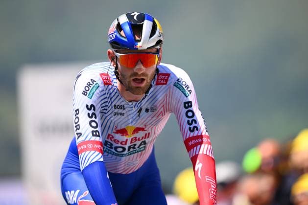 Tour de France 2025 Stage 13 PEYRAGUDES, FRANCE - JULY 18 : Meeus Jordi (BEL) of Red Bull BORA - Hansgrohe at the finish line during stage 13 of the 112th edition of Tour de France an UCI World Tour 2.UWT Individual Time Trial stage for Men Elite of 11 km with start in Loudenvielle and finish in Peyragudes on July 18, 2025 in Peyragudes, France, 18 07 2025 ( Motordriver Kenny Verfaillie - Peyragudes France  Copyright: xVincentxKalutx