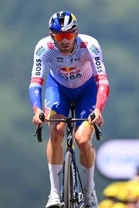 Tour de France 2025 Stage 13 PEYRAGUDES, FRANCE - JULY 18 : Meeus Jordi (BEL) of Red Bull BORA - Hansgrohe at the finish line during stage 13 of the 112th edition of Tour de France an UCI World Tour 2.UWT Individual Time Trial stage for Men Elite of 11 km with start in Loudenvielle and finish in Peyragudes on July 18, 2025 in Peyragudes, France, 18 07 2025 ( Motordriver Kenny Verfaillie - Peyragudes France  Copyright: xVincentxKalutx