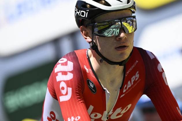 Belgian Lennert Van Eetvelt of Lotto Cycling Team pictured at the finish of stage 13 of the 2025 Tour de France cycling race, an 11km individual time trial from Loudenvielle to Peyragudes, on Friday 18 July 2025 in France. The 112th edition of the Tour de France starts on Saturday 5 July in Lille, France, and will finish in Paris, France on the 27th of July. JASPERxJACOBS  x129488589x