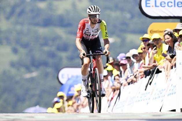 Belgian Vito Braet of Intermarche-Wanty pictured at the finish of stage 13 of the 2025 Tour de France cycling race, an 11km individual time trial from Loudenvielle to Peyragudes, on Friday 18 July 2025 in France. The 112th edition of the Tour de France starts on Saturday 5 July in Lille, France, and will finish in Paris, France on the 27th of July. JASPERxJACOBS  x129488812x