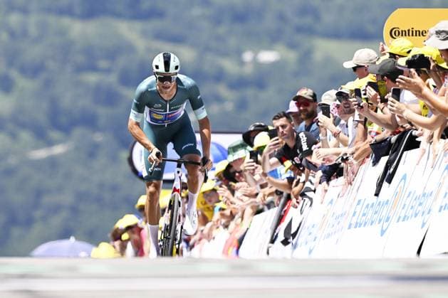 Italian Jonathan Milan of Lidl-Trek pictured at the finish of stage 13 of the 2025 Tour de France cycling race, an 11km individual time trial from Loudenvielle to Peyragudes, on Friday 18 July 2025 in France. The 112th edition of the Tour de France starts on Saturday 5 July in Lille, France, and will finish in Paris, France on the 27th of July. JASPERxJACOBS  x129488978x