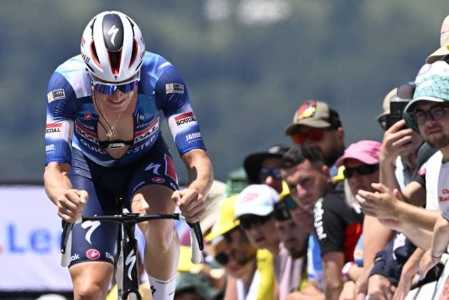 Belgian Tim Merlier of Soudal Quick-Step pictured at the finish of stage 13 of the 2025 Tour de France cycling race, an 11km individual time trial from Loudenvielle to Peyragudes, on Friday 18 July 2025 in France. The 112th edition of the Tour de France starts on Saturday 5 July in Lille, France, and will finish in Paris, France on the 27th of July. JASPERxJACOBS  x129489130x