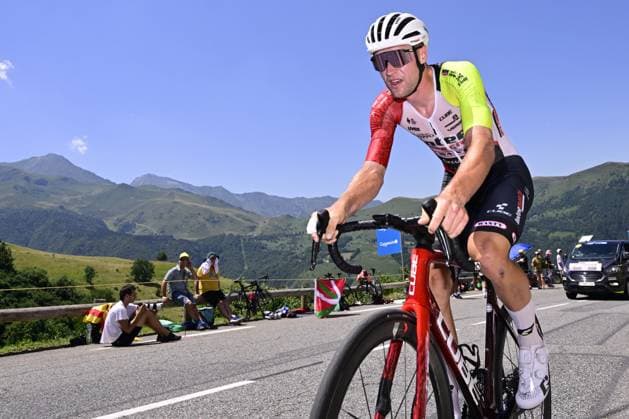 Belgian Laurenz Rex of Intermarche-Wanty pictured in action during stage 13 of the 2025 Tour de France cycling race, an 11km individual time trial from Loudenvielle to Peyragudes, on Friday 18 July 2025 in France. The 112th edition of the Tour de France starts on Saturday 5 July in Lille, France, and will finish in Paris, France on the 27th of July. DIRKxWAEM  x129489136x
