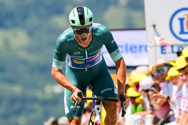 Tour de France 2025 Stage 13 PEYRAGUDES, FRANCE - JULY 18 : Milan Jonathan (BEL) of Lidl - Trek at the finish line during stage 13 of the 112th edition of Tour de France an UCI World Tour 2.UWT Individual Time Trial stage for Men Elite of 11 km with start in Loudenvielle and finish in Peyragudes on July 18, 2025 in Peyragudes, France, 18 07 2025 ( Motordriver Kenny Verfaillie - Peyragudes France  Copyright: xVincentxKalutx