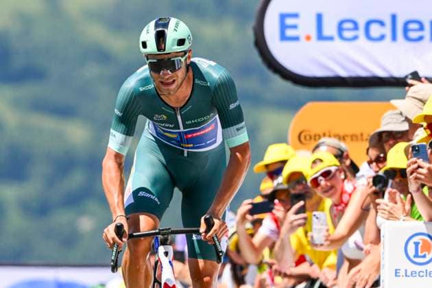 Tour de France 2025 Stage 13 PEYRAGUDES, FRANCE - JULY 18 : Milan Jonathan (BEL) of Lidl - Trek at the finish line during stage 13 of the 112th edition of Tour de France an UCI World Tour 2.UWT Individual Time Trial stage for Men Elite of 11 km with start in Loudenvielle and finish in Peyragudes on July 18, 2025 in Peyragudes, France, 18 07 2025 ( Motordriver Kenny Verfaillie - Peyragudes France  Copyright: xVincentxKalutx