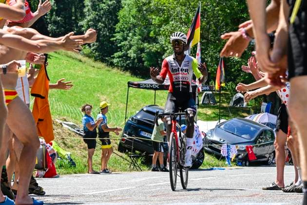 Tour de France 2025 Stage 13 PEYRAGUDES, FRANCE - JULY 18 : Girmay Biniam (ERI) of Intermarche - Wanty in action during stage 13 of the 112th edition of Tour de France an UCI World Tour 2.UWT Individual Time Trial stage for Men Elite of 11 km with start in Loudenvielle and finish in Peyragudes on July 18, 2025 in Peyragudes, France, 18 07 2025 ( Motordriver Kenny Verfaillie - Peyragudes France  Copyright: xJanxDexMeuleneirx