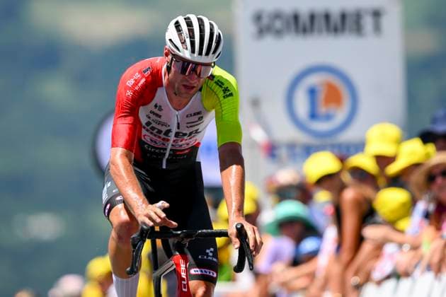 Tour de France 2025 Stage 13 PEYRAGUDES, FRANCE - JULY 18 : Rex Laurenz (BEL) of Intermarche - Wanty at the finish line during stage 13 of the 112th edition of Tour de France an UCI World Tour 2.UWT Individual Time Trial stage for Men Elite of 11 km with start in Loudenvielle and finish in Peyragudes on July 18, 2025 in Peyragudes, France, 18 07 2025 ( Motordriver Kenny Verfaillie - Peyragudes France  Copyright: xVincentxKalutx