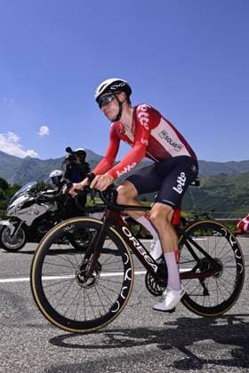 Belgian Lennert Van Eetvelt of Lotto Cycling Team pictured in action during stage 13 of the 2025 Tour de France cycling race, an 11km individual time trial from Loudenvielle to Peyragudes, on Friday 18 July 2025 in France. The 112th edition of the Tour de France starts on Saturday 5 July in Lille, France, and will finish in Paris, France on the 27th of July. DIRKxWAEM  x129489491x