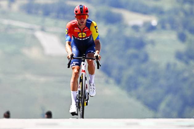 Belgian Thibau Nys of Lidl-Trek pictured at the finish of stage 13 of the 2025 Tour de France cycling race, an 11km individual time trial from Loudenvielle to Peyragudes, on Friday 18 July 2025 in France. The 112th edition of the Tour de France starts on Saturday 5 July in Lille, France, and will finish in Paris, France on the 27th of July. JASPERxJACOBS  x129489934x