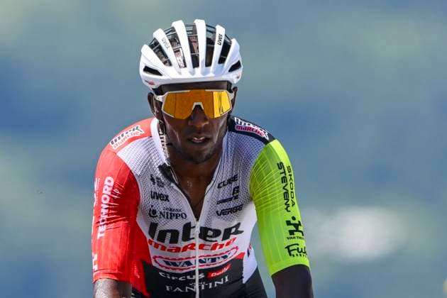 Tour de France 2025 Stage 13 PEYRAGUDES, FRANCE - JULY 18 : Girmay Biniam (ERI) of Intermarche - Wanty at the finish line during stage 13 of the 112th edition of Tour de France an UCI World Tour 2.UWT Individual Time Trial stage for Men Elite of 11 km with start in Loudenvielle and finish in Peyragudes on July 18, 2025 in Peyragudes, France, 18 07 2025 ( Motordriver Kenny Verfaillie - Peyragudes France  Copyright: xVincentxKalutx