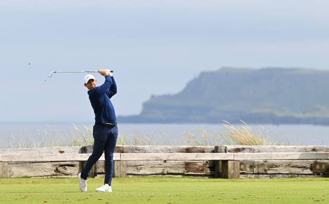 Rory McIlroy on the 6th Tee The Open Championship, Day Two, Golf, Royal Portrush Golf Club, Portrush, Northern Ireland, UK - 18 Jul 2025 EDITORIAL USE ONLY No use with unauthorised audio, video, data, fixture lists, club league logos or live services. Online in-match use limited to 120 images, no video emulation. No use in betting, games or single club league player publications.  Copyright: xGreigxCowie Shutterstockx 15402506ae