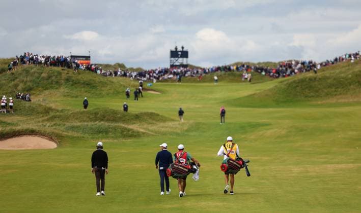 The 153rd Open Championship, Royal Portrush Golf Club, Co. Antrim 18 7 2025 Tommy Fleetwood and Rory McIlroy walk up the 7th Tommy Fleetwood and Rory McIlroy walk up the 7th 18 7 2025  Copyright: x INPHO BenxBradyx BB2_9546