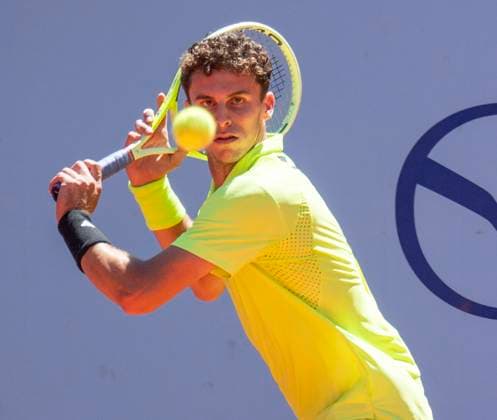 July 18, 2025, Gstaad, Bern, Switzerland: Gstaad Switzerland, 07 18 2025: JUAN MANUEL CERUNDOLO of Argentina return during quarter-final of EFG Swiss Open Gstaad ATP, Tennis Herren 250 and took place at Roy Emerson Arena in Gstaad, which is located in the famous ski resort of Gstaad and which is located in the Bernese Oberland. Gstaad Switzerland - ZUMAd206 20250718_zip_d206_038 Copyright: xEricxDubostx