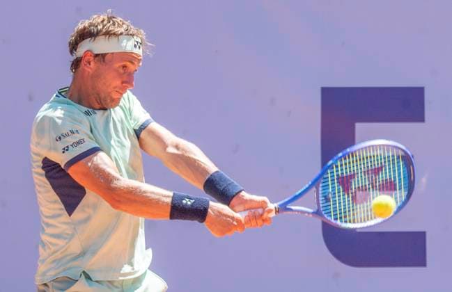 July 18, 2025, Gstaad, Bern, Switzerland: Gstaad Switzerland, 07 18 2025: CASPER RUUD of Norway return during quarter-final of EFG Swiss Open Gstaad ATP, Tennis Herren 250 and took place at Roy Emerson Arena in Gstaad, which is located in the famous ski resort of Gstaad and which is located in the Bernese Oberland. Gstaad Switzerland - ZUMAd206 20250718_zip_d206_039 Copyright: xEricxDubostx