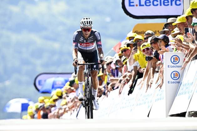 Belgian Xandro Meurisse of Alpecin-Deceuninck pictured at the finish of stage 13 of the 2025 Tour de France cycling race, an 11km individual time trial from Loudenvielle to Peyragudes, on Friday 18 July 2025 in France. The 112th edition of the Tour de France starts on Saturday 5 July in Lille, France, and will finish in Paris, France on the 27th of July. JASPERxJACOBS  x129497278x