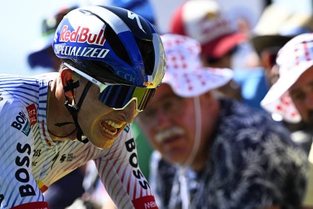 German Florian Lipowitz of Red Bull-BORA-Hansgrohe pictured at the finish of stage 13 of the 2025 Tour de France cycling race, an 11km individual time trial from Loudenvielle to Peyragudes, on Friday 18 July 2025 in France. The 112th edition of the Tour de France starts on Saturday 5 July in Lille, France, and will finish in Paris, France on the 27th of July. JASPERxJACOBS  x129499032x