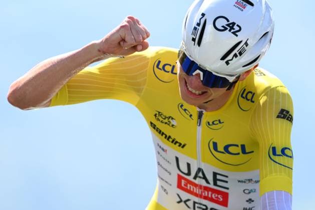 Tour de France 2025 Stage 13 PEYRAGUDES, FRANCE - JULY 18 : Pogacar Tadej (SLO) of UAE Team Emirates - XRG celebrating his victory during stage 13 of the 112th edition of Tour de France an UCI World Tour 2.UWT Individual Time Trial stage for Men Elite of 11 km with start in Loudenvielle and finish in Peyragudes on July 18, 2025 in Peyragudes, France, 18 07 2025 ( Motordriver Kenny Verfaillie - Peyragudes France  Copyright: xVincentxKalutx
