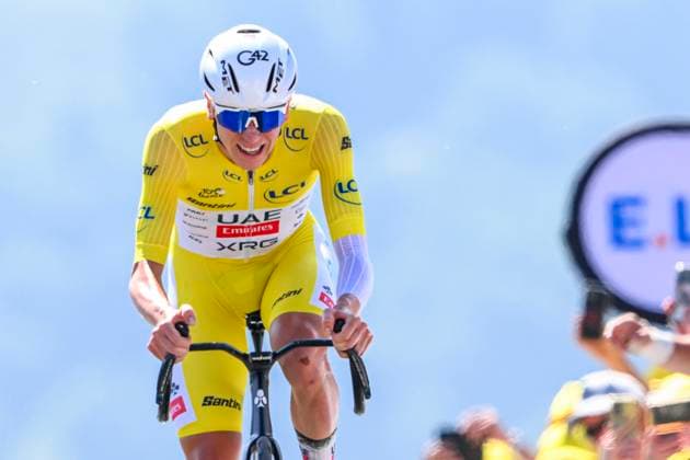 Tour de France 2025 Stage 13 PEYRAGUDES, FRANCE - JULY 18 : Pogacar Tadej (SLO) of UAE Team Emirates - XRG at the finish line during stage 13 of the 112th edition of Tour de France an UCI World Tour 2.UWT Individual Time Trial stage for Men Elite of 11 km with start in Loudenvielle and finish in Peyragudes on July 18, 2025 in Peyragudes, France, 18 07 2025 ( Motordriver Kenny Verfaillie - Peyragudes France  Copyright: xVincentxKalutx