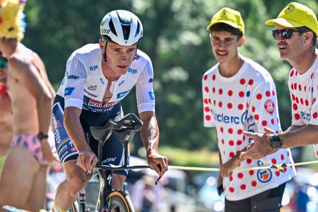 Tour de France 2025 Stage 13 PEYRAGUDES, FRANCE - JULY 18 : Evenepoel Remco (BEL) of Soudal - Quick Step in action during stage 13 of the 112th edition of Tour de France an UCI World Tour 2.UWT Individual Time Trial stage for Men Elite of 11 km with start in Loudenvielle and finish in Peyragudes on July 18, 2025 in Peyragudes, France, 18 07 2025 ( Motordriver Kenny Verfaillie - Peyragudes France  Copyright: xJanxDexMeuleneirx