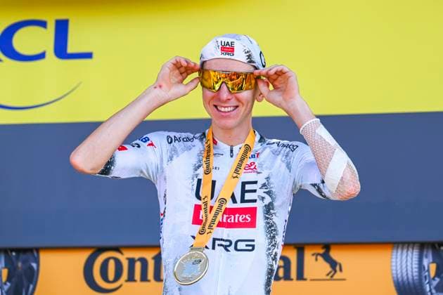 Tour de France 2025 Stage 13 PEYRAGUDES, FRANCE - JULY 18 : Pogacar Tadej (SLO) of UAE Team Emirates - XRG on the podium during stage 13 of the 112th edition of Tour de France an UCI World Tour 2.UWT Individual Time Trial stage for Men Elite of 11 km with start in Loudenvielle and finish in Peyragudes on July 18, 2025 in Peyragudes, France, 18 07 2025 ( Motordriver Kenny Verfaillie - Peyragudes France  Copyright: xVincentxKalutx