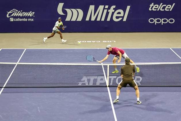 LOS CABOS TENNIS OPEN 2025 LOS CABOS TENNIS OPEN 2025 STALDER CHANDRASEKAR VS BAYLDON SCHOOKATE 18072025 LOS CABOS, BAJA CALIFORNIA, MEXICO Action photo of Reese Stalder of the USA and Anirudh Chandrasekar of India, during semifinal doubles game of Los Cabos Tennis Open 2025 held at the Grand Stand of the Cabo Sports Complex of Los Cabos, Baja California, Mexico Action photo of Reese Stalder of the USA and Anirudh Chandrasekar of India, during semifinal singles game of Los Cabos Tennis Open 2025 held at the Grand Stand of the Cabo Sports Complex of Los Cabos, Los Cabos, Baja California, Mexico PHOTO BY IMAGENSHOP AGENCIA FOTOGRAFICA LOS CABOS BAJA CALIFORNIA MEXICO Copyright: xIMAGENSHOPxAGENCIAxFOTOGRAFICAx
