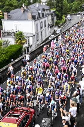 Slovenian Tadej Pogacar of UAE Team Emirates in the yellow jersey pictured at the start of stage 14 of the 2025 Tour de France cycling race, from Pau to Luchon-Superbagneres (183 km), on Saturday 19 July 2025 in France. The 112th edition of the Tour de France starts on Saturday 5 July in Lille, France, and will finish in Paris, France on the 27th of July. JASPERxJACOBS  x129556274x