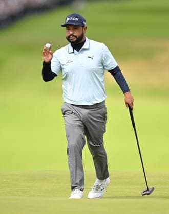 J.J. Spaun celebrates holing a putt on the 1st green for a birdie The Open Championship, Day Three, Golf, Royal Portrush Golf Club, Portrush, Northern Ireland, UK - 19 Jul 2025 EDITORIAL USE ONLY No use with unauthorised audio, video, data, fixture lists, club league logos or live services. Online in-match use limited to 120 images, no video emulation. No use in betting, games or single club league player publications. Copyright: xGreigxCowie Shutterstockx 15403239g
