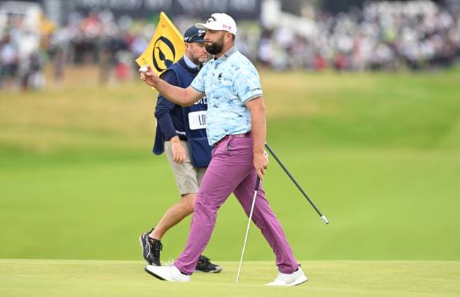 Jon Rahm on the 1st Green The Open Championship, Day Three, Golf, Royal Portrush Golf Club, Portrush, Northern Ireland, UK - 19 Jul 2025 EDITORIAL USE ONLY No use with unauthorised audio, video, data, fixture lists, club league logos or live services. Online in-match use limited to 120 images, no video emulation. No use in betting, games or single club league player publications. Copyright: xGreigxCowie Shutterstockx 15403239t