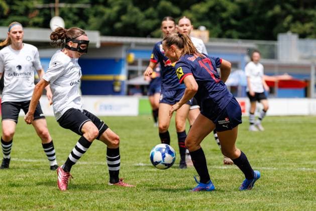 Sonja Kolb 12, FFC Wacker München and Tina Krassnig 17, FC Red Bull Salzburg at the match FFC Wacker München v FC Red Bull Salzburg, Soccer, Women, Regionalliga Süd, 2025 2026, Test match on 19 07 2025 in Fürstenfeldbruck, Stadion a d Klosterstraße Bayern Germany