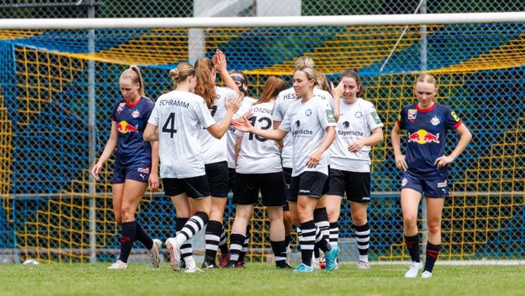 Team FFC Wacker München Goal for 1 0 at the match FFC Wacker München v FC Red Bull Salzburg, Soccer, Women, Regionalliga Süd, 2025 2026, Test match on 19 07 2025 in Fürstenfeldbruck, Stadion a d Klosterstraße Bayern Germany