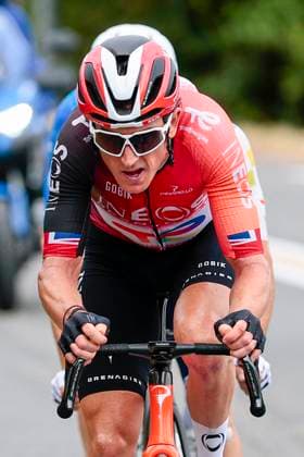 Tour de France 2025 Stage 14 LUCHON SUPERBAGNERES, FRANCE - JULY 19 : Thomas Geraint (GBR) of INEOS Grenadiers leading the escape pack during stage 14 of the 112th edition of Tour de France an UCI World Tour 2.UWT cycling road race stage for Men Elite of 183 km with start in Pau and finish in Luchon Superbagneres on July 19, 2025 in Luchon Superbagneres, France, 19 07 2025 ( Motordriver Kenny Verfaillie - Luchon Superbagneres France  Copyright: xLucaxBettinix