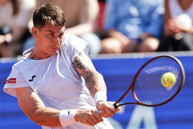 BASTAD, SWEDEN 20250719 Camilo Ugo Carabelli, Argentina, during Saturdays semifinal between Camilo Ugo Carabelli, Argentina, and Jesper de Jong, the Netherlands, in the mens doubles at the Nordea Open tennis tournament in Bastad BASTAD SWEDEN x9200x  Copyright: xBjörnxLarssonxRosvall TTx NORDEA OPEN 2025