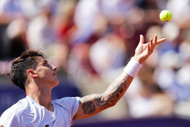 BASTAD, SWEDEN 20250719 Camilo Ugo Carabelli, Argentina, during Saturdays semifinal between Camilo Ugo Carabelli, Argentina, and Jesper de Jong, the Netherlands, in the mens doubles at the Nordea Open tennis tournament in Bastad BASTAD SWEDEN x9200x  Copyright: xBjörnxLarssonxRosvall TTx NORDEA OPEN 2025