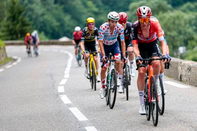 Tour de France 2025 Stage 14 LUCHON SUPERBAGNERES, FRANCE - JULY 19 : Martinez Lenny (FRA) of Bahrain - Victorious in action during stage 14 of the 112th edition of Tour de France an UCI World Tour 2.UWT cycling road race stage for Men Elite of 183 km with start in Pau and finish in Luchon Superbagneres on July 19, 2025 in Luchon Superbagneres, France, 19 07 2025 ( Motordriver Kenny Verfaillie - Luchon Superbagneres France  Copyright: xLucaxBettinix