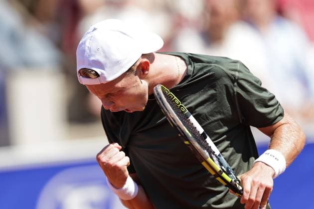 BASTAD, SWEDEN 20250719 Jesper de Jong, Netherlands, celebrates during Saturday s semifinal between Camilo Ugo Carabelli, Argentina, and Jesper de Jong, Netherlands, in the men s singles at the Nordea Open tennis tournament in Bastad BASTAD SWEDEN x9200x  Copyright: xBjörnxLarssonxRosvall TTx NORDEA OPEN 2025