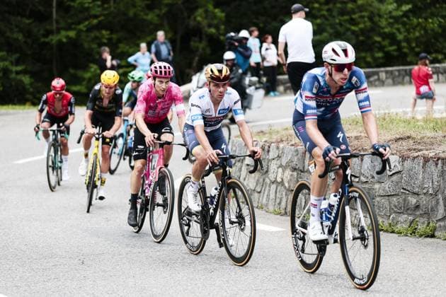 Belgian Remco Evenepoel of Soudal Quick-Step pictured in action during stage 14 of the 2025 Tour de France cycling race, from Pau to Luchon-Superbagneres (183 km), on Saturday 19 July 2025 in France. The 112th edition of the Tour de France starts on Saturday 5 July in Lille, France, and will finish in Paris, France on the 27th of July. POOLxLUCAxBETTINI  x129560834x